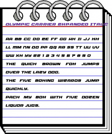 Olympic Carrier Expanded Italic Expanded Italic animated font preview Olympic Carrier Expanded Italic Expanded Italic animated font preview