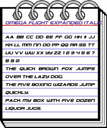 Omega Flight Expanded Italic Regular animated font preview Omega Flight Expanded Italic Regular animated font preview