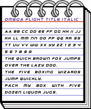 Omega Flight Title Italic Regular animated font preview