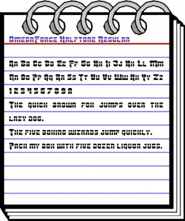 OmegaForce Halftone Regular animated font preview