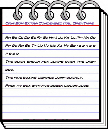 Omni Boy Extra-Condensed Ital Extra-Condensed Italic animated font preview