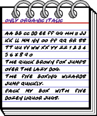 Only Organic Italic animated font preview