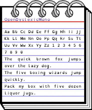 OpenDyslexicMono Regular animated font preview