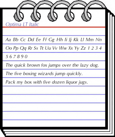 Optima LT Italic animated font preview