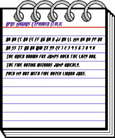 Opus Magnus Expanded Italic Expanded Italic animated font preview