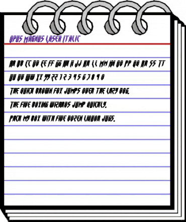 Opus Magnus Laser Italic Italic animated font preview