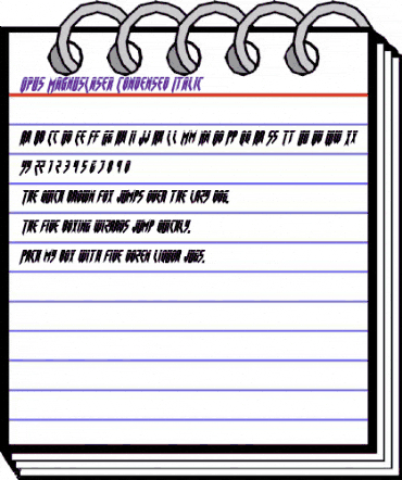 Opus Magnus Laser Condensed Italic Condensed Italic animated font preview Opus Magnus Laser Condensed Italic Condensed Italic animated font preview