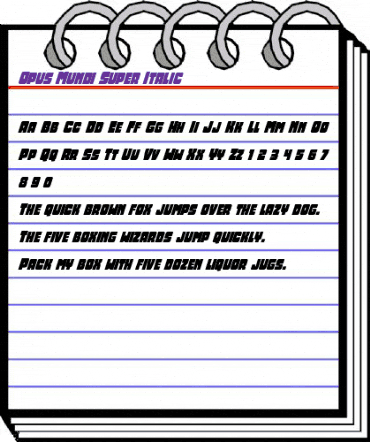 Opus Mundi Super-Italic Italic animated font preview