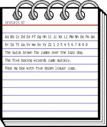 Orator15 BT Regular animated font preview