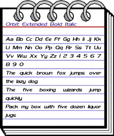 Orbit-Extended Bold Italic animated font preview