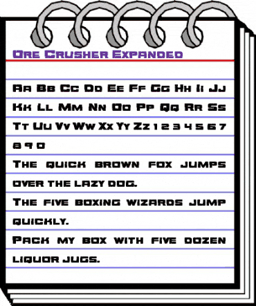 Ore Crusher Expanded Expanded animated font preview