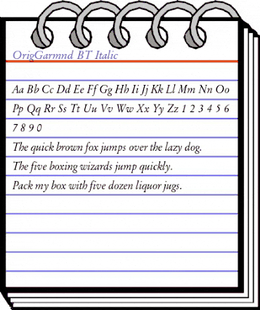 OrigGarmnd BT Italic animated font preview OrigGarmnd BT Italic animated font preview