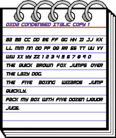 Ozda Condensed Italic Condensed Italic animated font preview