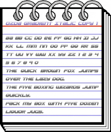 Ozda Gradient Italic Italic animated font preview