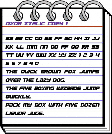 Ozda Italic Italic animated font preview