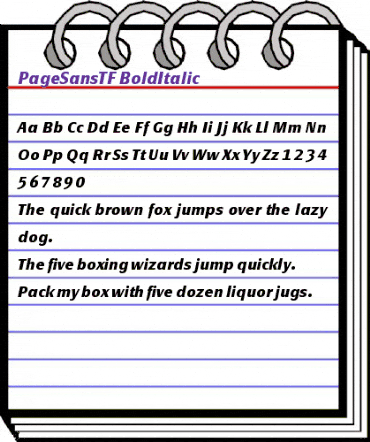 PageSansTF-BoldItalic Regular animated font preview