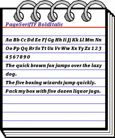 PageSerifTF-BoldItalic Regular animated font preview