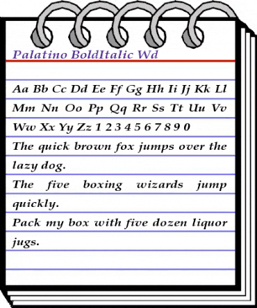Palatino-BoldItalic Wd Regular animated font preview