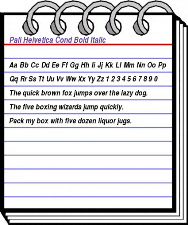 Pali Helvetica Cond Regular animated font preview