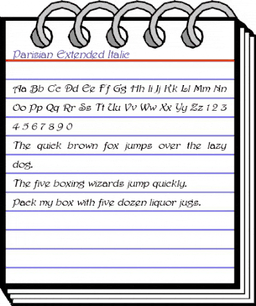 Parisian-Extended Italic animated font preview Parisian-Extended Italic animated font preview