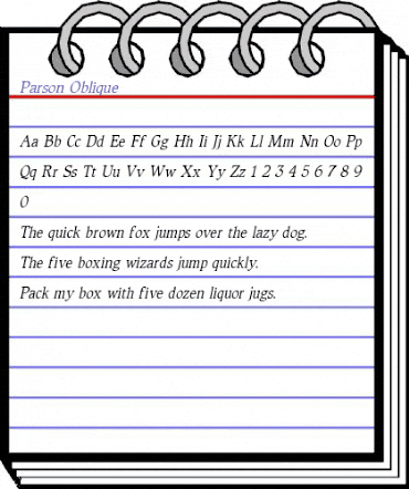 Parson Oblique animated font preview