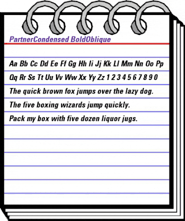 PartnerCondensed BoldOblique animated font preview PartnerCondensed BoldOblique animated font preview