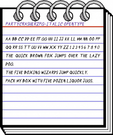 Party Crasherz PG Italic animated font preview Party Crasherz PG Italic animated font preview