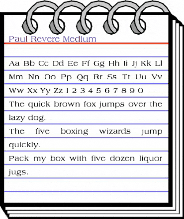 Paul Revere Medium Regular animated font preview