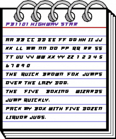 PB1101 HIGHWAY STAR Regular animated font preview PB1101 HIGHWAY STAR Regular animated font preview