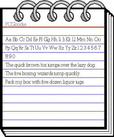 PCGoodie Regular animated font preview