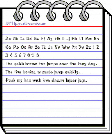 PCUpperDowntown Regular animated font preview