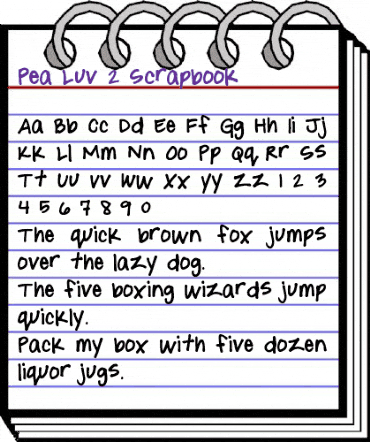 Pea Luv-2-Scrapbook Regular animated font preview
