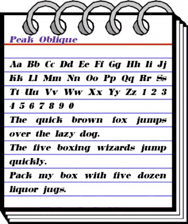 Peak Oblique animated font preview