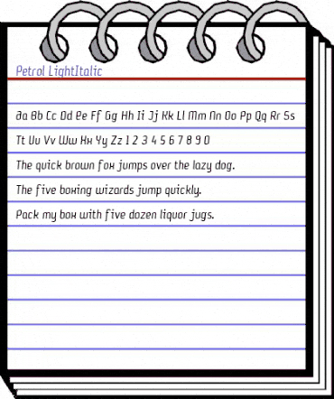 Petrol Light Italic animated font preview