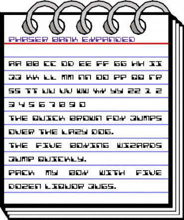 Phaser Bank Expanded Expanded animated font preview