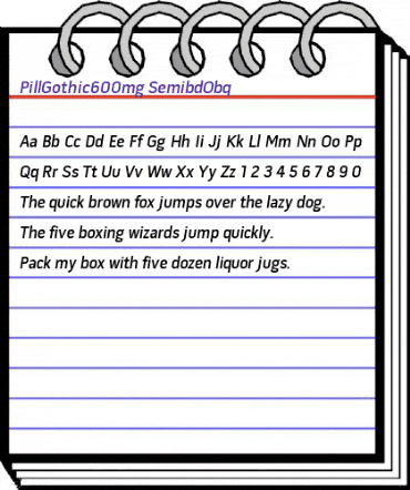 Pill Gothic 600mg Semibd Obq animated font preview