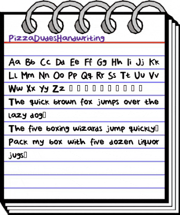PizzaDudesHandwriting Regular animated font preview