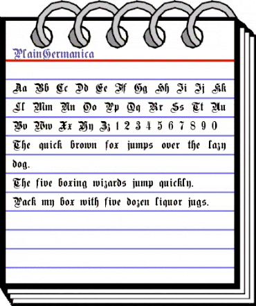 PlainGermanica Regular animated font preview