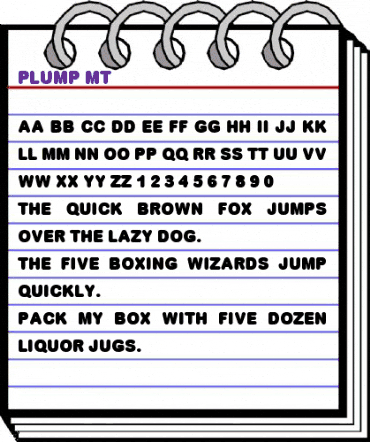Plump MT Regular animated font preview
