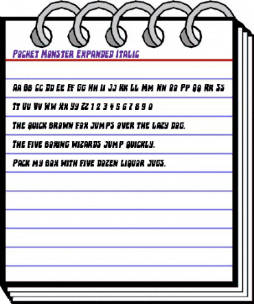 Pocket Monster Expanded Italic Expanded Italic animated font preview