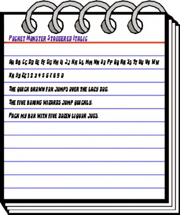 Pocket Monster Staggered Italic Italic animated font preview