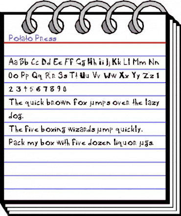 Potato Print Regular animated font preview