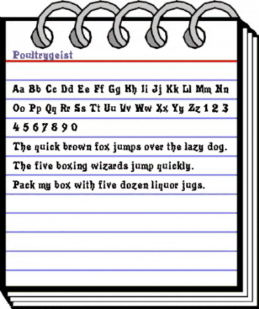 Poultrygeist Regular animated font preview