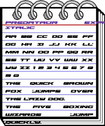 Predataur Expanded Italic Expanded Italic animated font preview