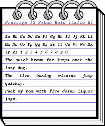 Prestige12 BT Bold Italic animated font preview