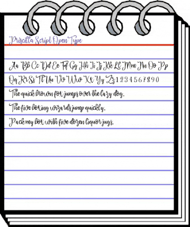 Priscilla Script Regular animated font preview