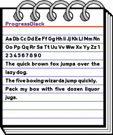 ProgressBlack Regular animated font preview