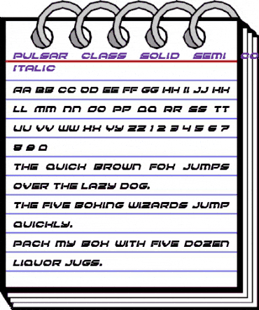 Pulsar Class Solid Semi-Condensed Italic Condensed Italic animated font preview