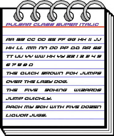 Pulsar Class Super-Italic Italic animated font preview Pulsar Class Super-Italic Italic animated font preview