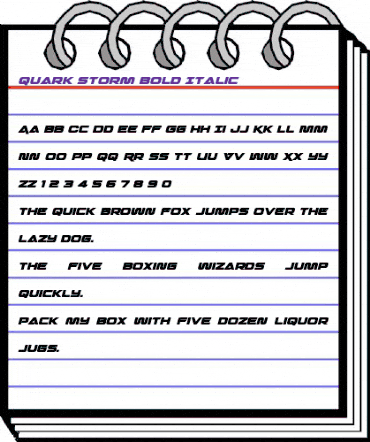 Quark Storm Bold Italic Bold Italic animated font preview